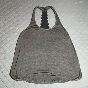 Lululemon 105 F Singlet Tank Heathered Black Laser Cut Size 4 Athletic Top